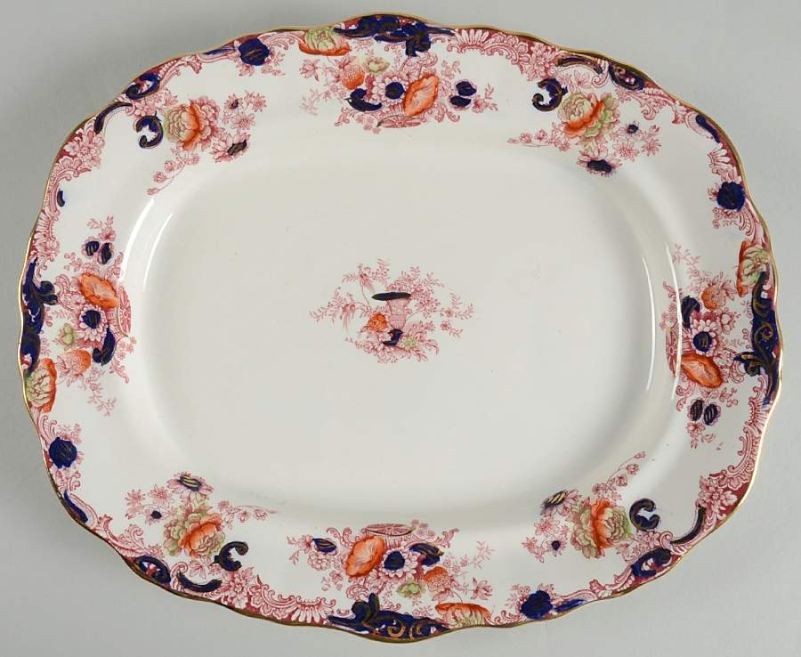 Arcadia Red and Blue (Smooth) 11" Oval Serving Platter by Royal Staffordshire-1