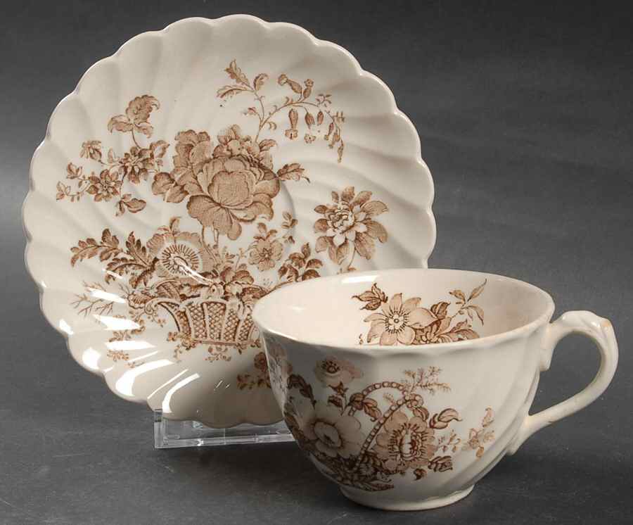Charlotte Brown Flat Cup & Saucer Set by Royal Staffordshire-1
