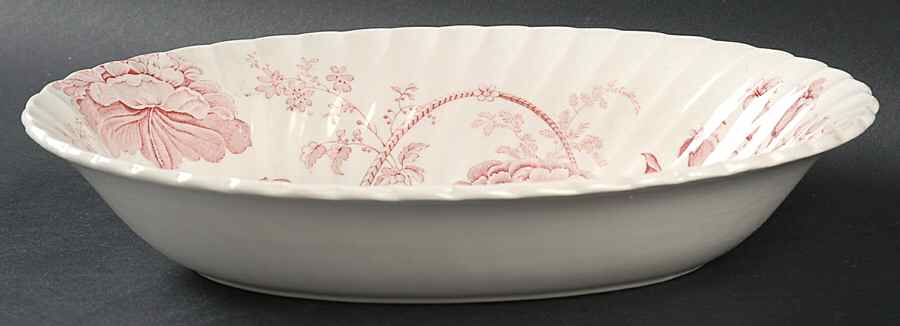 Charlotte Pink (Scalloped) 10" Oval Vegetable Bowl by Royal Staffordshire-1