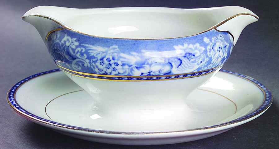 Davenport Blue (Gold Trim) Gravy Boat & Underplate by Royal Staffordshire-1