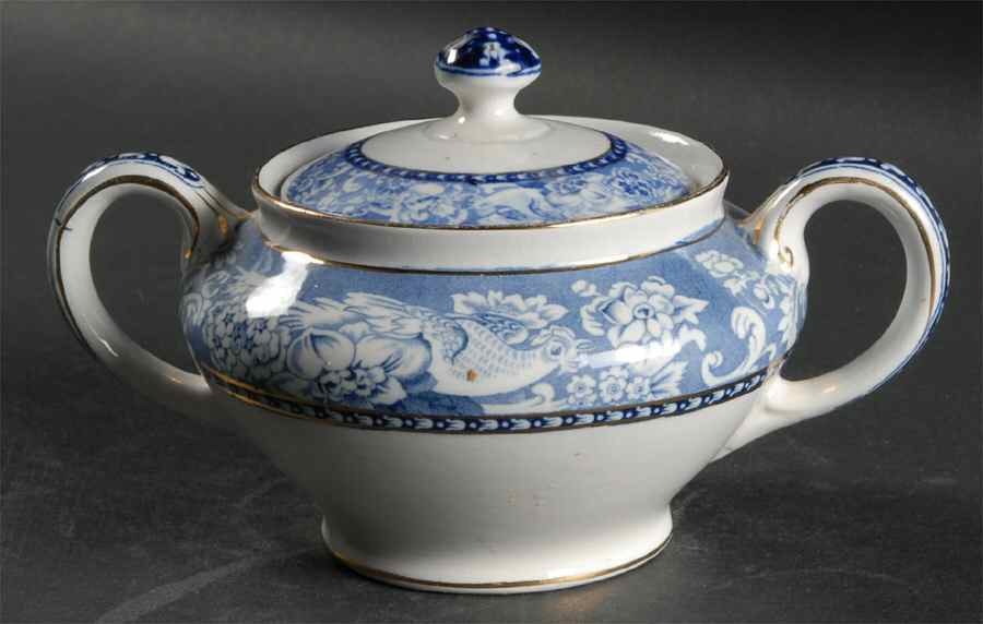 Davenport Blue (Gold Trim) Sugar Bowl & Lid by Royal Staffordshire-1
