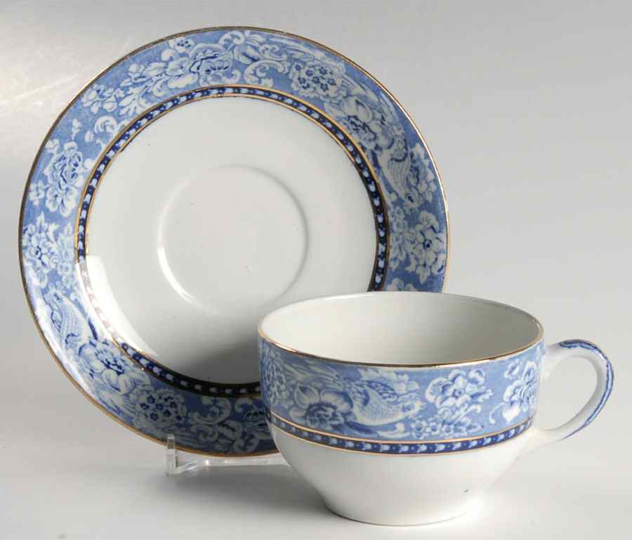 Davenport Blue (Gold Trim) Flat Cup & Saucer Set by Royal Staffordshire-1