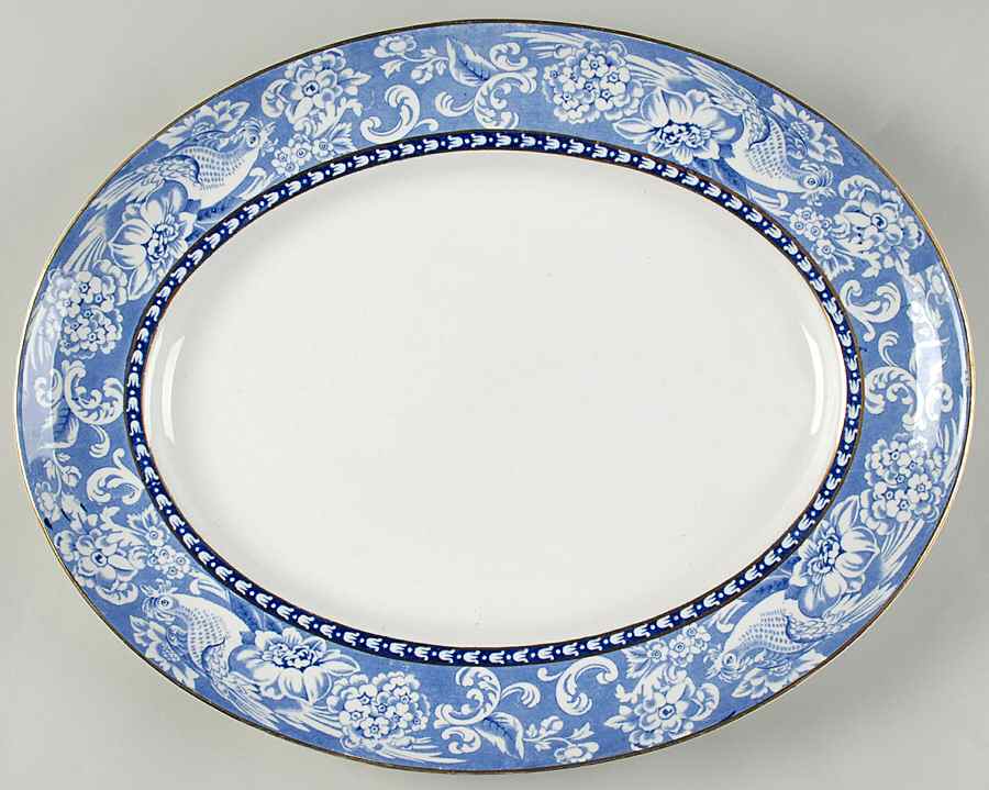 Davenport Blue (Gold Trim) 16" Oval Serving Platter by Royal Staffordshire-1