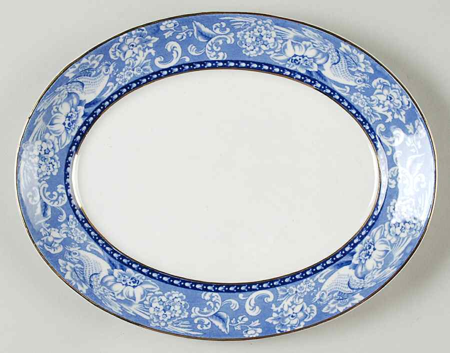 Davenport Blue (Gold Trim) 10" Oval Serving Platter by Royal Staffordshire-1