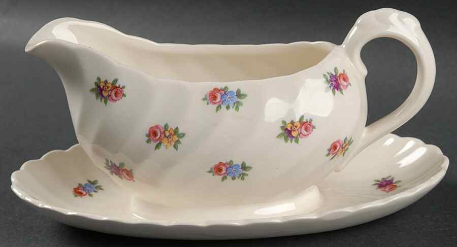 Devonshire (No Trim) Gravy Boat with Attached Underplate by Royal Staffordshire-1