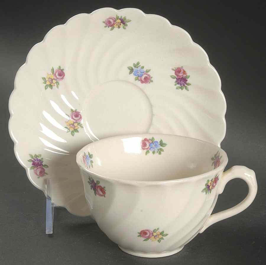 Devonshire (No Trim) Flat Cup & Saucer Set by Royal Staffordshire-1