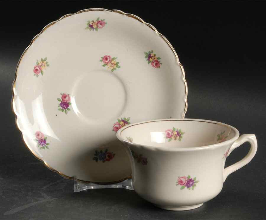 Devonshire (Gold Trim) Flat Cup & Saucer Set by Royal Staffordshire-1