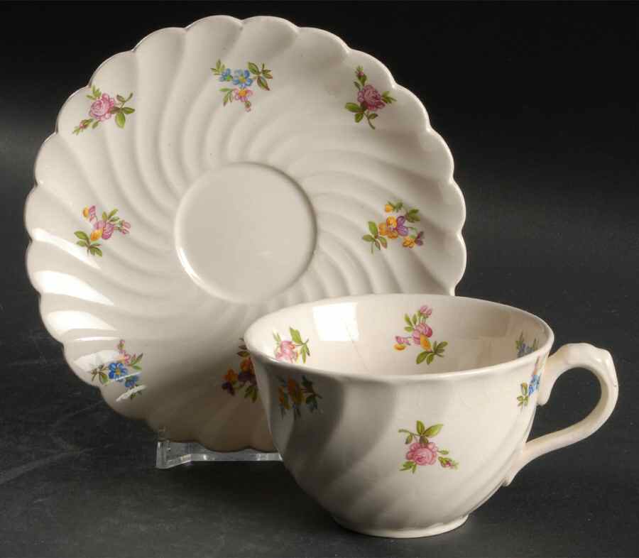 Dimity (No Trim) Flat Cup & Saucer Set by Royal Staffordshire-1