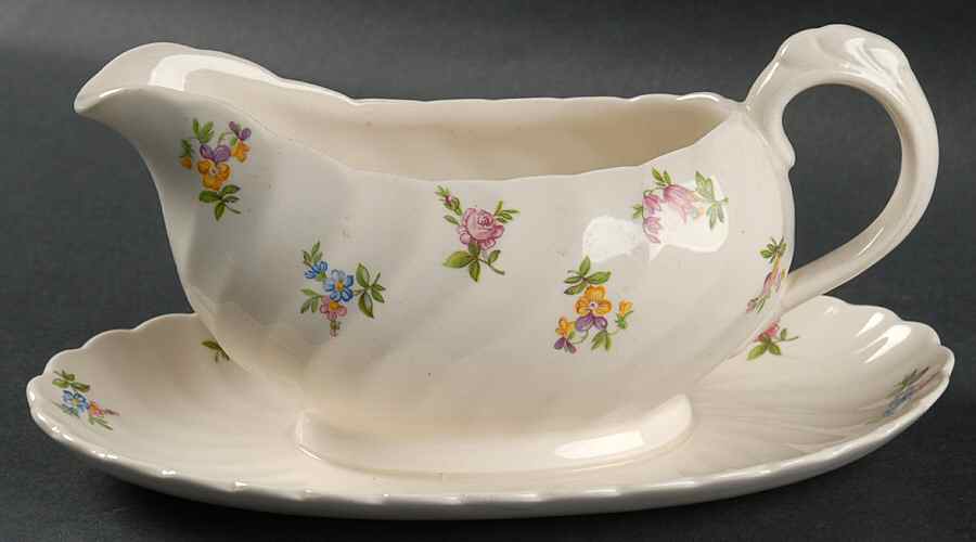 Dimity (No Trim) Gravy Boat with Attached Underplate by Royal Staffordshire-1