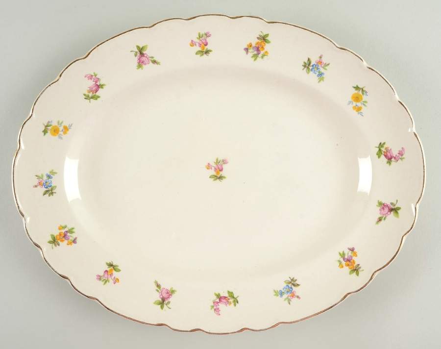 Dimity (Gold Trim) 11" Oval Serving Platter by Royal Staffordshire-1