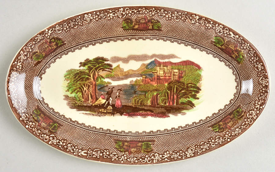 Jenny Lind Brown Multicolor (Leaf Border) Underplate for Gravy Boat by Royal Staffordshire-1
