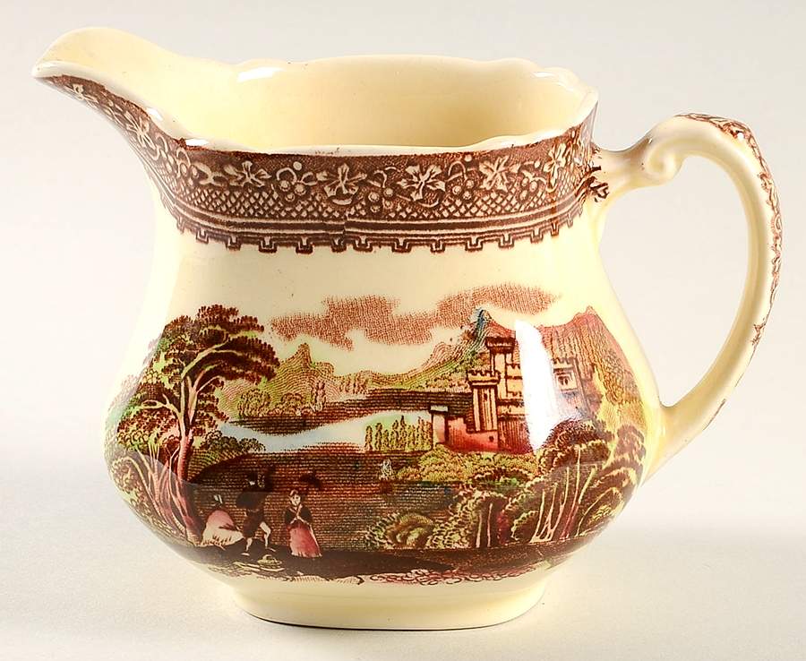Jenny Lind Brown Multicolor (Leaf Border) Creamer by Royal Staffordshire-1