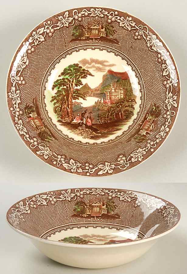 Jenny Lind Brown Multicolor (Leaf Border) Coupe Cereal Bowl by Royal Staffordshire-1