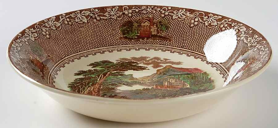 Jenny Lind Brown Multicolor (Leaf Border) Coupe Soup Bowl by Royal Staffordshire-1