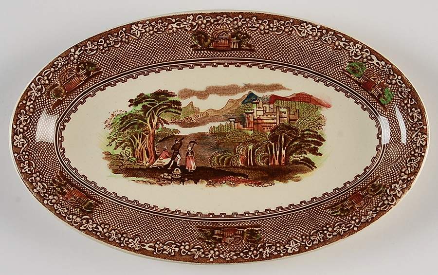 Jenny Lind Brown Multicolor (Leaf Border) Relish by Royal Staffordshire-1