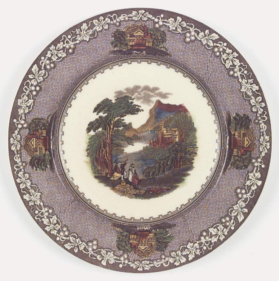 Jenny Lind Brown Multicolor (Leaf Border) Dinner Plate by Royal Staffordshire-1