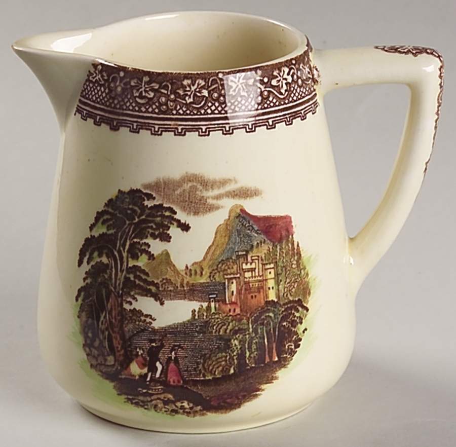 Jenny Lind Brown Multicolor (Leaf Border) Creamer by Royal Staffordshire-1