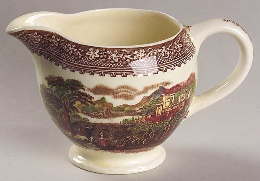 Jenny Lind Brown Multicolor (Leaf Border) Creamer by Royal Staffordshire-1
