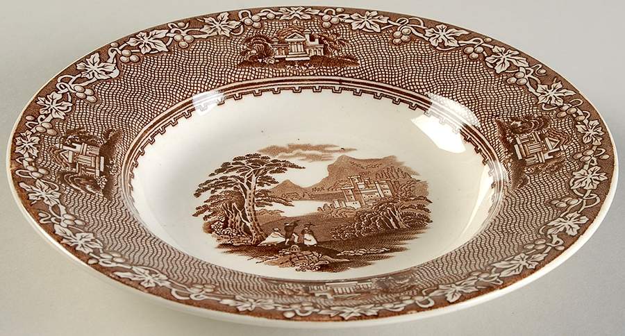 Jenny Lind All Brown (Round) Rim Soup Bowl by Royal Staffordshire-1
