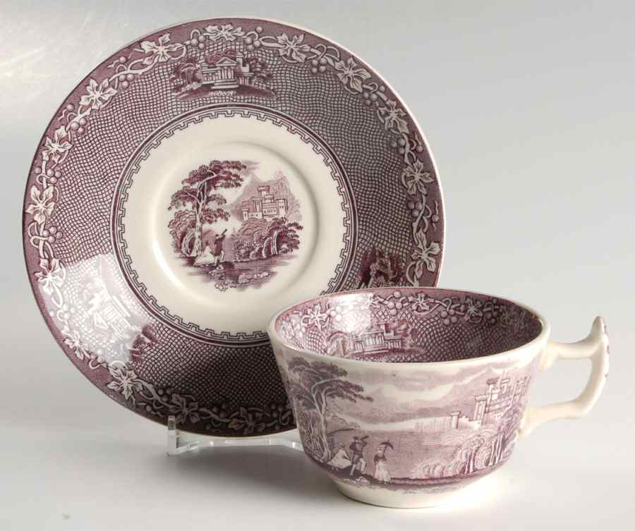 Jenny Lind Lavender (Round) Flat Cup & Saucer Set by Royal Staffordshire-1