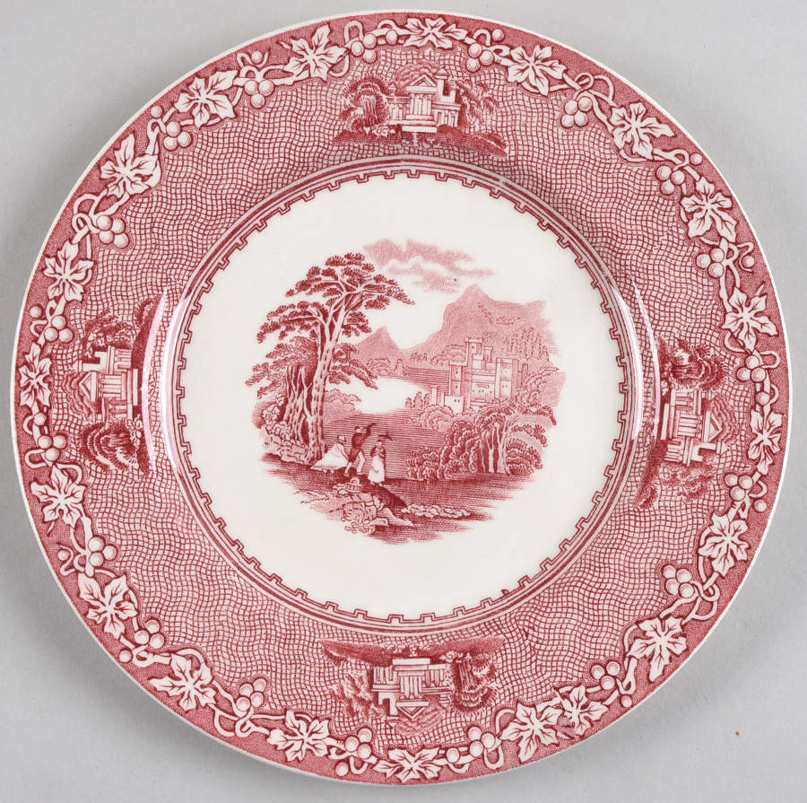 Jenny Lind Pink (Off White Background) Salad Plate by Royal Staffordshire-1