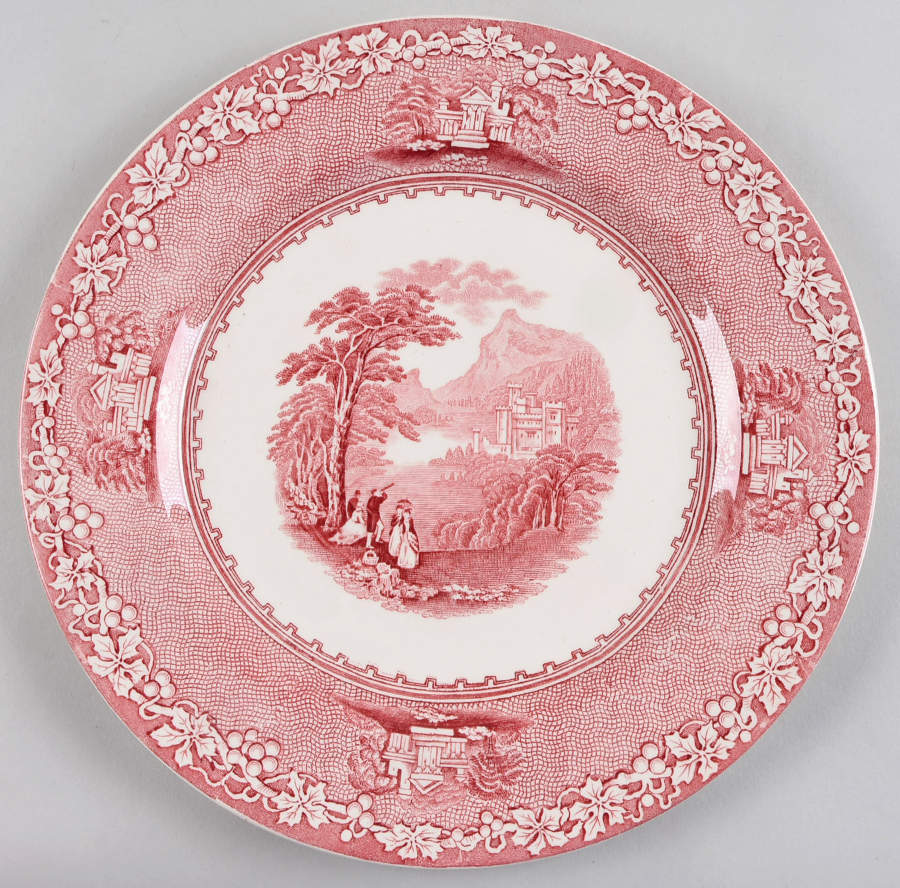 Jenny Lind Pink (Off White Background) Dinner Plate by Royal Staffordshire-1