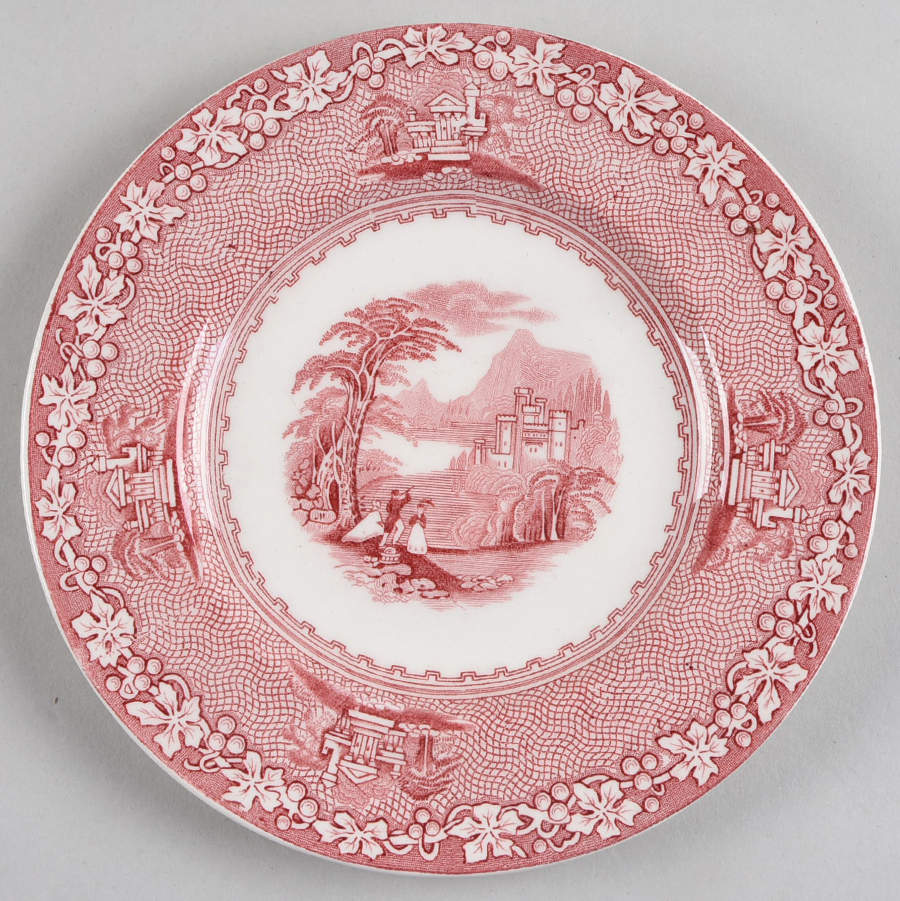 Jenny Lind Pink (Off White Background) Bread & Butter Plate by Royal Staffordshire-1