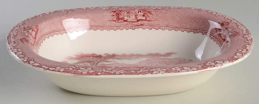 Jenny Lind Pink (Off White Background) 10" Oval Vegetable Bowl by Royal Staffordshire-1