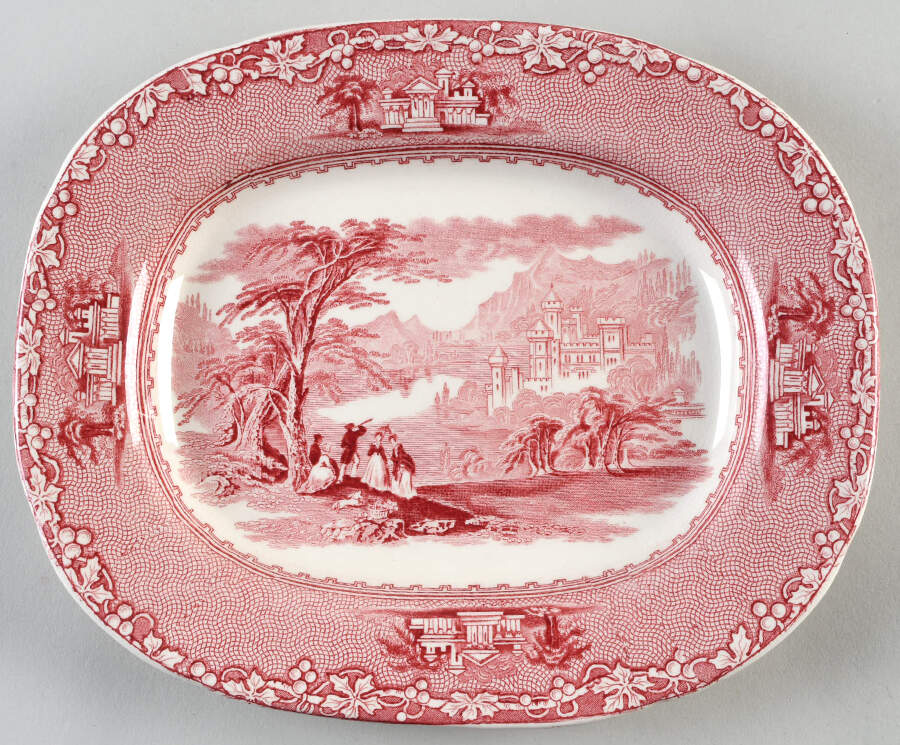 Jenny Lind Pink (Off White Background) 9" Oval Serving Platter by Royal Staffordshire-1