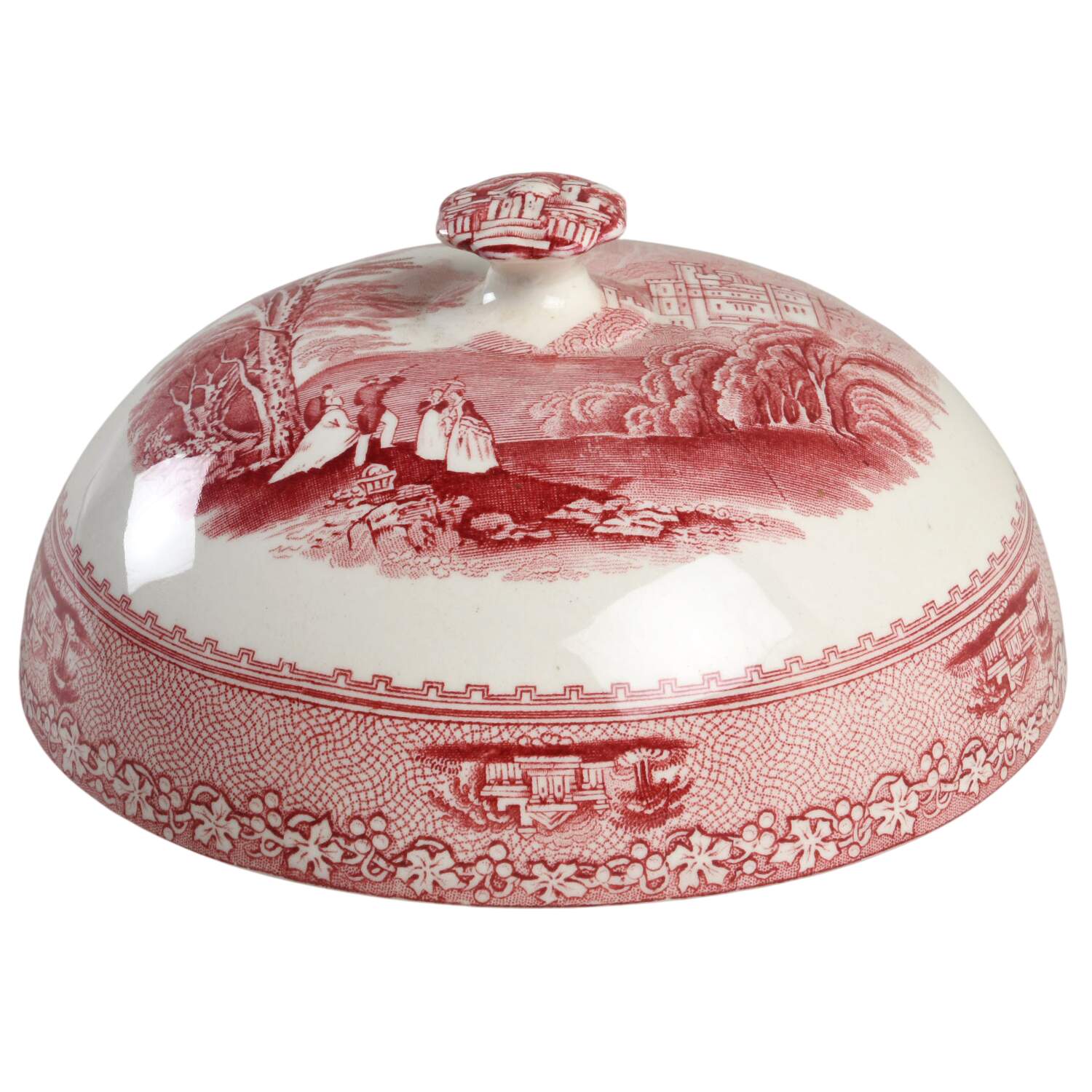 Jenny Lind Pink (Off White Background) Lid for Round Butter by Royal Staffordshire-1