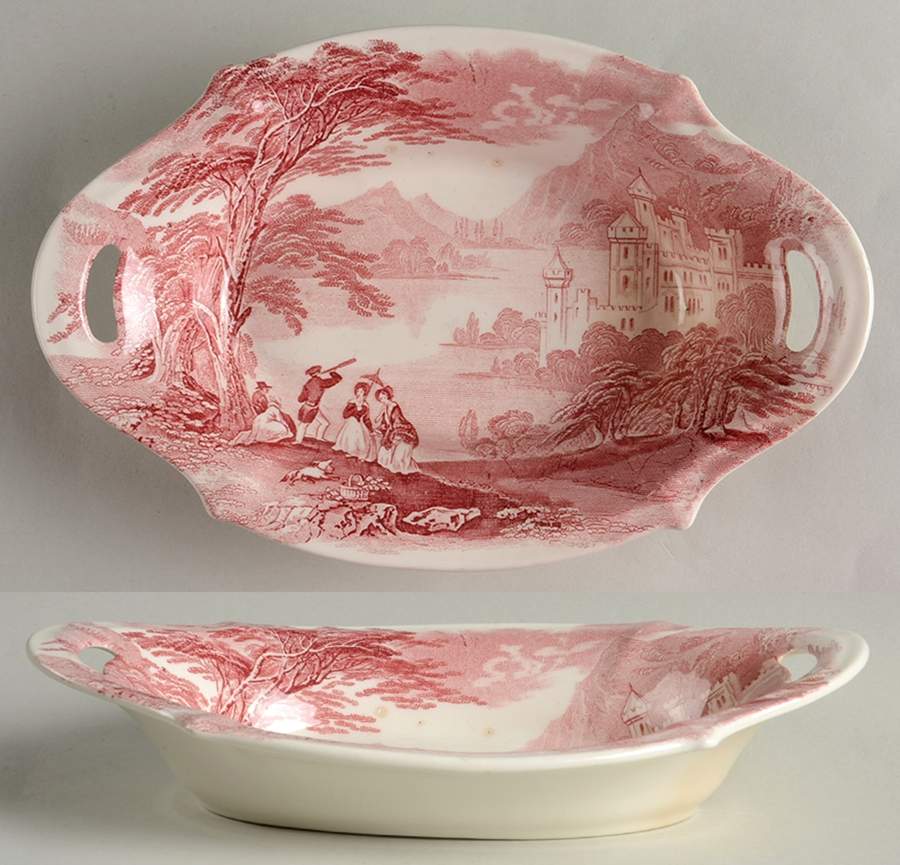 Jenny Lind Pink (Off White Background) 8" Oval Sweet Meat Dish by Royal Staffordshire-1