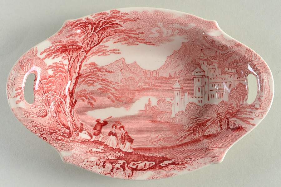 Jenny Lind Pink (Off White Background) 6" Oval Sweet Meat Dish by Royal Staffordshire-1