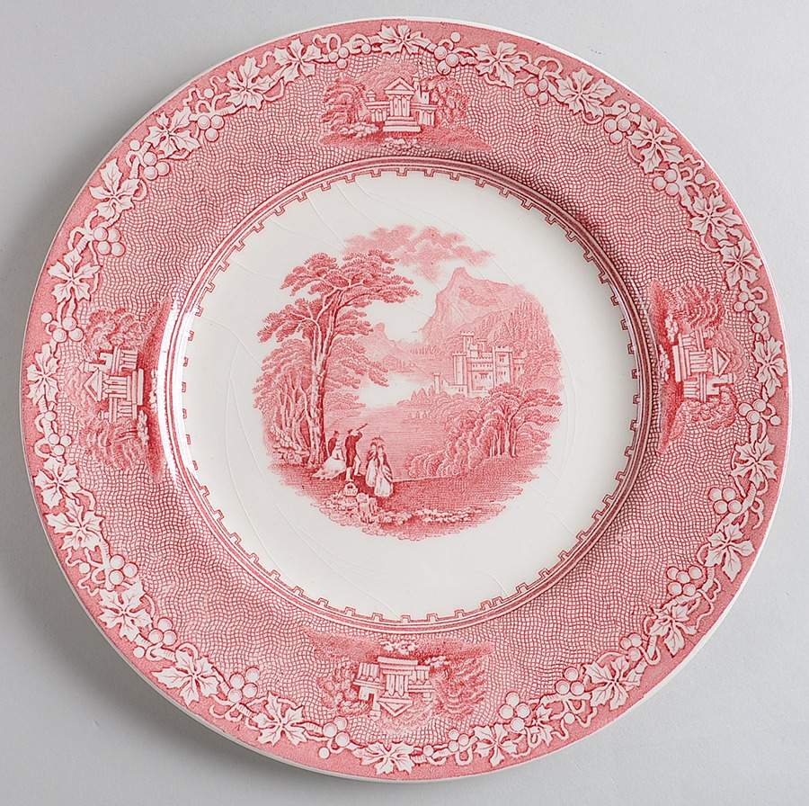 Jenny Lind Pink (Off White Background) Large Dinner Plate by Royal Staffordshire-1
