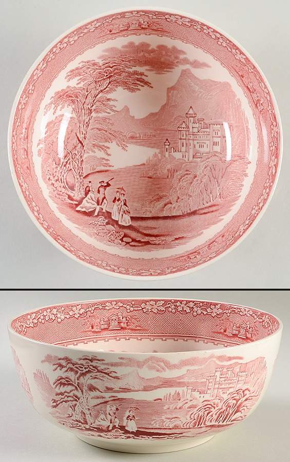 Jenny Lind Pink (Off White Background) 8" Mixing Bowl by Royal Staffordshire-1