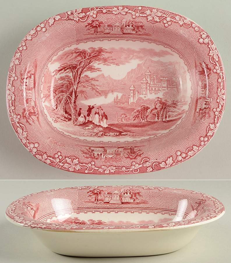 Jenny Lind Pink (Off White Background) 8" Oval Vegetable Bowl by Royal Staffordshire-1
