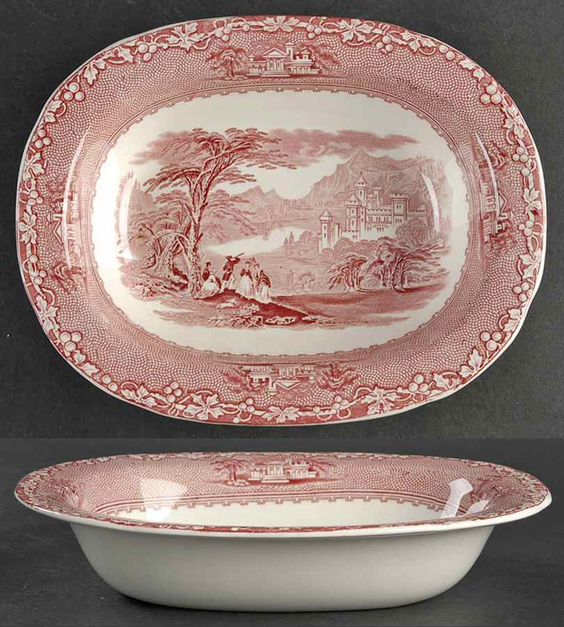 Jenny Lind Pink (Off White Background) 9" Oval Vegetable Bowl by Royal Staffordshire-1