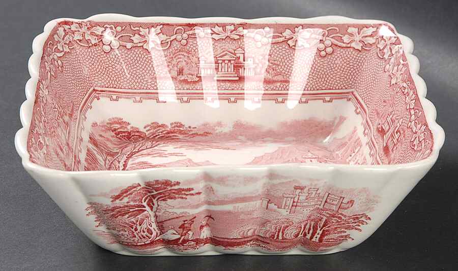 Jenny Lind Pink (Off White Background) 6" Square Vegetable Bowl by Royal Staffordshire-1