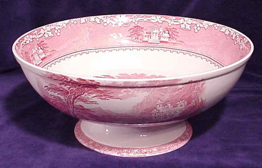 Jenny Lind Pink (Off White Background) Large Fruit Bowl by Royal Staffordshire-1