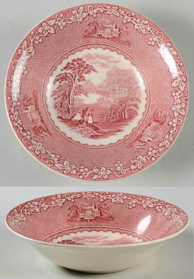 Jenny Lind Pink (Off White Background) Coupe Cereal Bowl by Royal Staffordshire-1