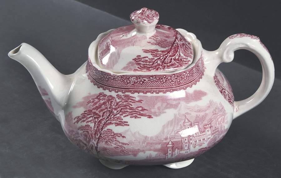 Jenny Lind Pink (Off White Background) Teapot & Lid by Royal Staffordshire-1