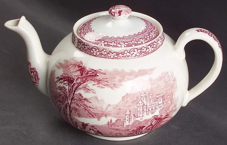 Jenny Lind Pink (Off White Background) Teapot & Lid by Royal Staffordshire-1