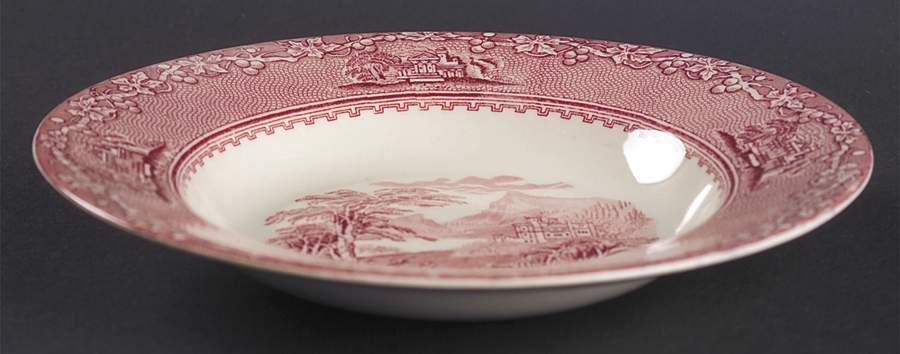 Jenny Lind Pink (Off White Background) Rim Soup Bowl by Royal Staffordshire-1