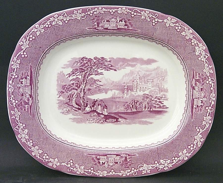 Jenny Lind Pink (Off White Background) 11" Oval Serving Platter by Royal Staffordshire-1