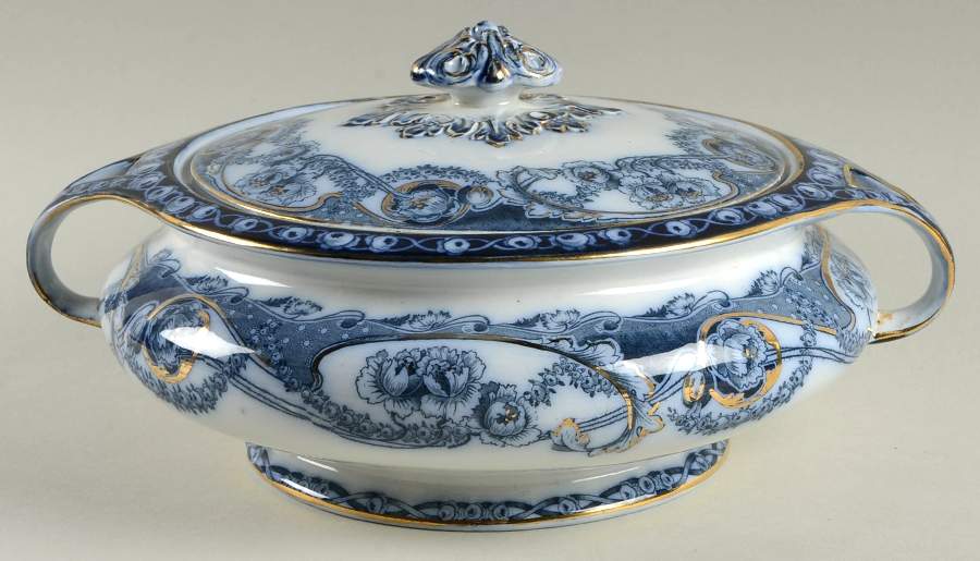 Renown Blue Round Covered Vegetable by Royal Staffordshire-1