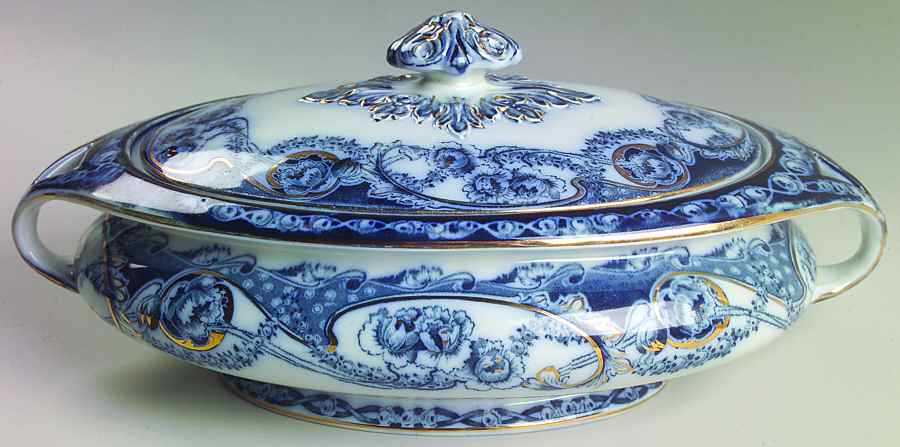 Renown Blue Oval Covered Vegetable by Royal Staffordshire-1