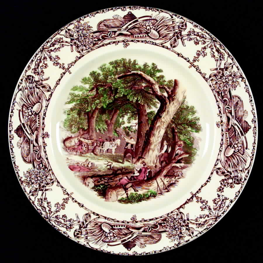 Rural Scenes Brown Multicolor Dinner Plate by Arthur J Wilkinson-1