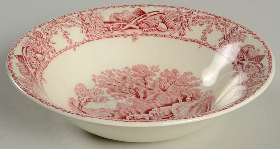 Rural Scenes Red (Round) Coupe Cereal Bowl by Royal Staffordshire-1