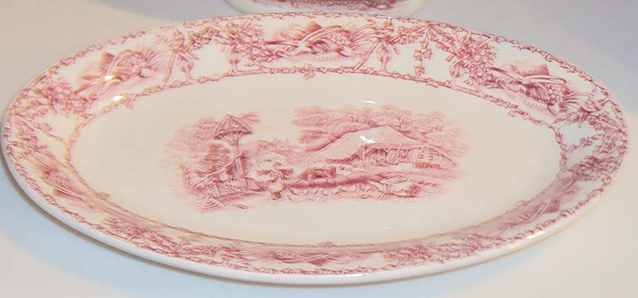 Rural Scenes Red (Round) Relish/Gravy Underplate by Royal Staffordshire-1