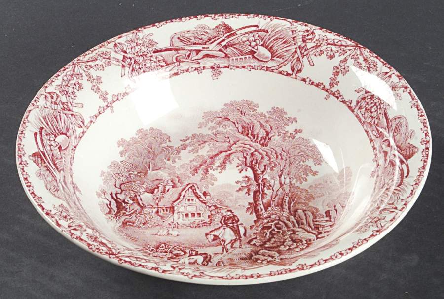 Rural Scenes Red (Round) Fruit/Dessert (Sauce) Bowl by Royal Staffordshire-1