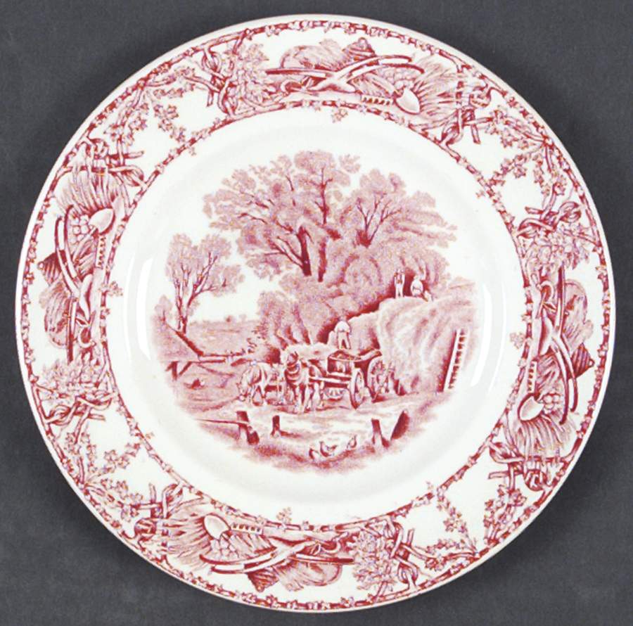 Rural Scenes Red (Round) Bread & Butter Plate by Royal Staffordshire-1